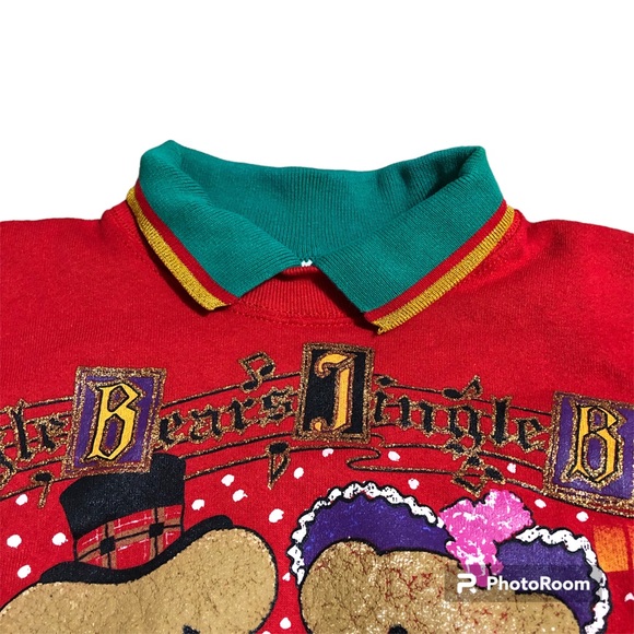 Vintage 90s Red Christmas Sweater Teddy Bears Jingle Bears Caroling XL - Picture 3 of 7